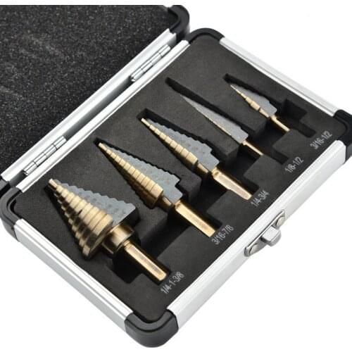 5pcs Step Drill Bit Set Hss Cobalt Multiple Hole 50 Sizes Cobalt Titanium Conical Carbide Drill Perforator Hole Cutter Tool
