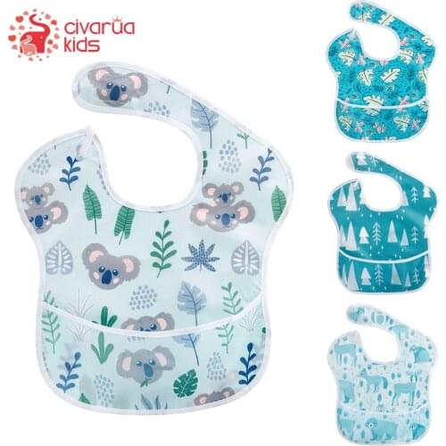 1 Pcs Waterproof Baby Feeding Bibs, Washable Baby Bibs Stain and Odor Resistant, Cute Designs Baby Bibs for Toddler & Infnats