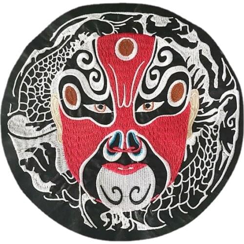 New Fashion 1 Pcs Chinese Opera Characters Large Embroidery Patches Circle Beijing Opera Face Stickers Chinese Style Parches