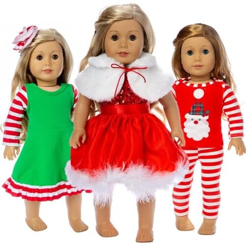 2019 New Christmas suit Fit for American Girl Doll Clothes 18-inch Doll , Christmas Girl Gift(only sell clothes)