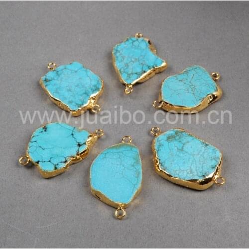 New!Turquoise Druzy Jewelry Finding Natural Turquoise Connector With Gold Plated Turquoise Druzy Connector G0179