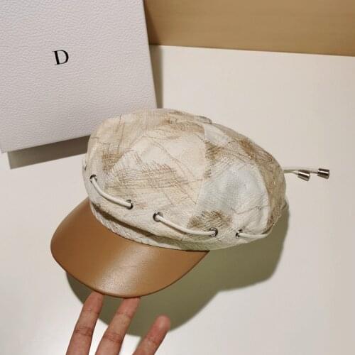 New Hats For Women Embroidered Octagonal Hat Korean Patchwork Retro Berets Ladies Trendy Casual Caps Fashion Painter Hat