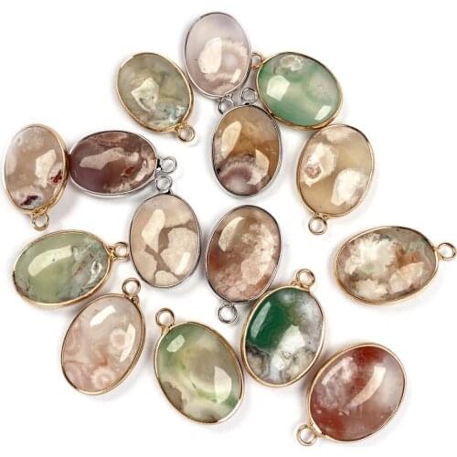 New Style Natural Stone Pendant Egg-shaped Agates Bordure Pendant For Jewelry Making DIY Necklace Bracelet Accessory