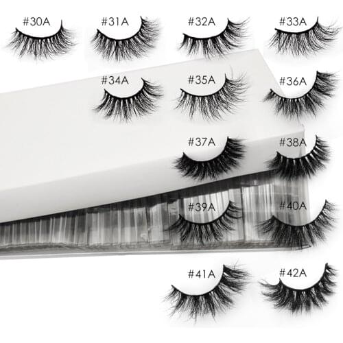 Wholesale 20/30/40/50 pairs bulk fluffy mink lashes volume 3d/5d false eyelashes extension custom label natural lash makeup