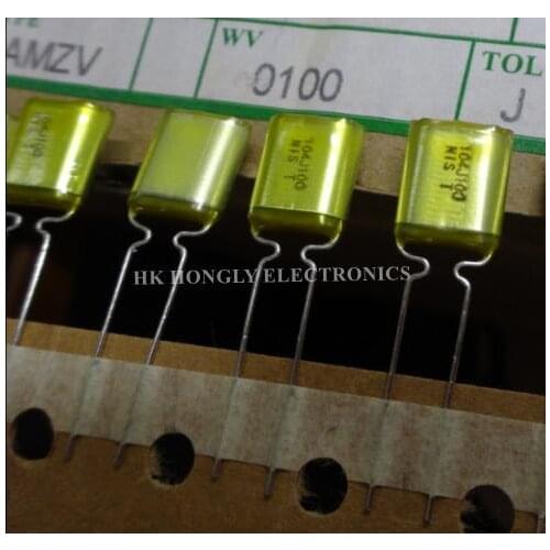 50PCS 104J100 0.1UF 100V 104J P=5.1mm AMZV Series Film Capacitor