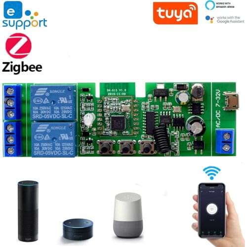 Google Home Compatible ZigBee WiFi 2 Channel Relay Smart Automation Module 7V-32V Motor Switch Tuya Smart/Ewelink