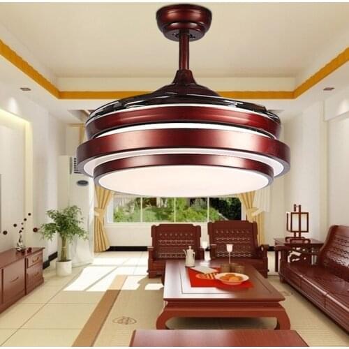 LED 42 inch 108cm Ceiling fans lamp living room ceiling light 90-230V brown Dimming remote control free shopping ceiling fan