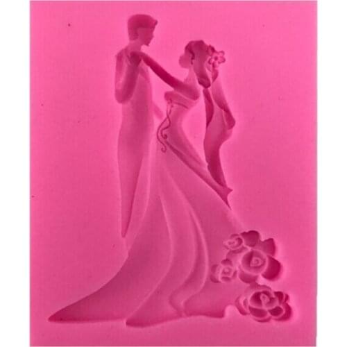 K3NA Silicone Mold Bride and Groom Shape Fondant Cake Mould Sugarcraft Chocolate Decoration Tool