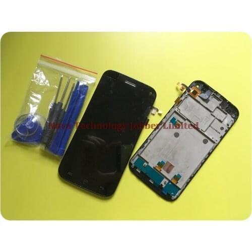 Wyieno 100% Tested Black Digitizer Screen for Wiko Darkmoon LCD Display Touch Screen Digitizer Sensor Assembly With Frame