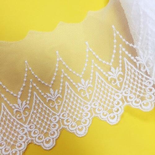 YACKALASI Soft Mesh Cotton Embroidery Lace Trim DIY Garment Accessories Sewing Apparel Trims White And Black 9.5cm