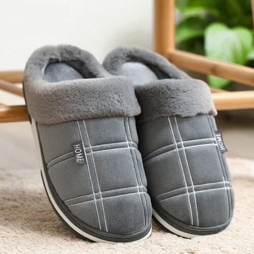 2021 Winter Women And Men Cotton Slippers Indoor Warm Couple Cotton Slippers Thick Bottom Heel Non-Slip Causal Shoes Large Size