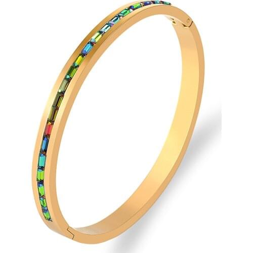 2021 New Rhinestone Bracelets & Bangles For Women Stainless Steel Bracelet Stone China Jewelry Gold Color Bijoux Pulseiras Gift