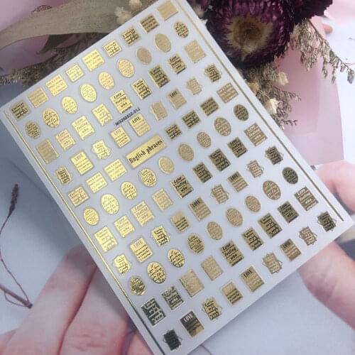 1pcs Gold Bronzing 3D Nail Sticker English Alphabet Metalic Paste Beauty Nail Art Decorations Letter Adhesive Nails Decals Tr#96