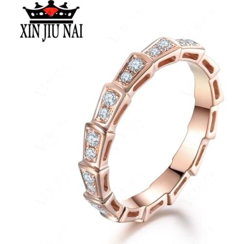 925 anillos silver Luxury Simple smallRose Gold Color Zirconia Ring With CZ Crystal Personality Women diamond rings for women