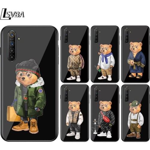 Fashion Cartoon Bear For OPPO A94 A11 X A9 A12 E A93 A92 A73 A72 A53 S A52 A32 A31 AX7 A7 A5 Pro 2020 Black Phone Case