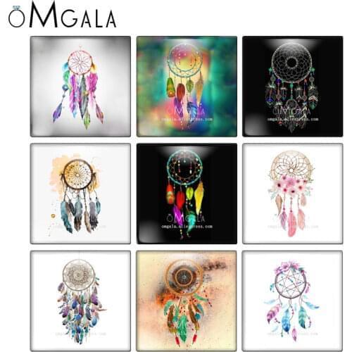 Watercolor Paintings Art Boho Dreamcatcher 10pcs mixed 12mm/20mm/25mm/30mm photo glass cabochon demo flat back Making findings