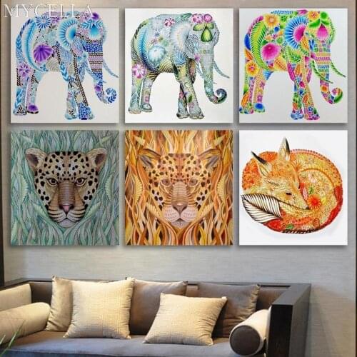 MYCELLA Full Rhinestones Flower Elephants 5D Diamond MosaicDIY Diamond Painting Animals Embroidery Needlework Craft