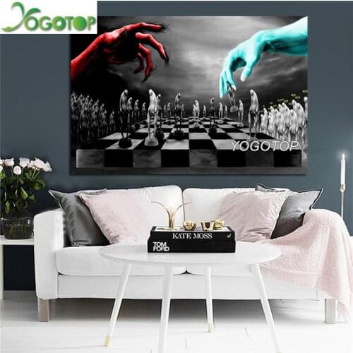 Large 5d DIY Diamond Embroidery Good and Evil Chess Diamond Painting Full Mosaic Nordic Black and White Wall Picture YY1889