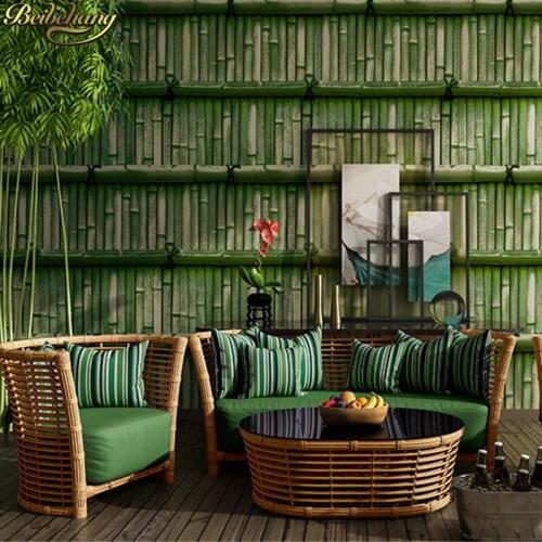 Beibehang Retro simulation green bamboo wall papers home decor texture wallpaper for living room study background wallpaper roll