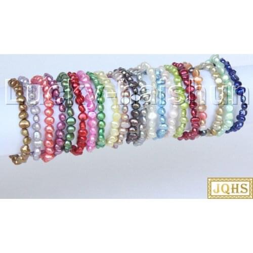 JQHS Baroque yellow white pink black purple blue Multicolor pearls bracelet j12662