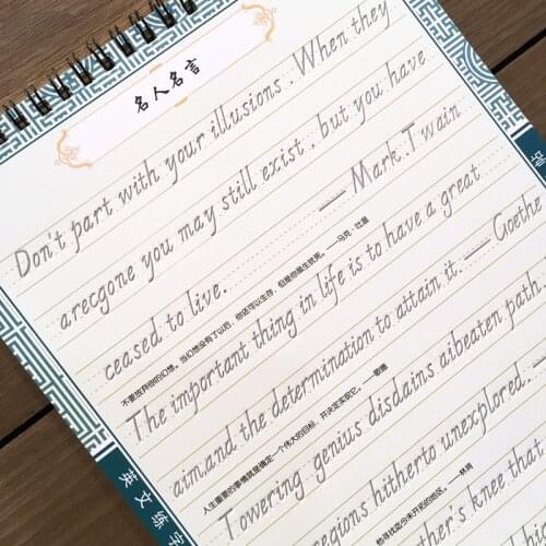 Quick Italian Italic English Copybook Child Adult 3D Groove HandWriting Practice Celebrity Quotes Exercise Book In English Copy