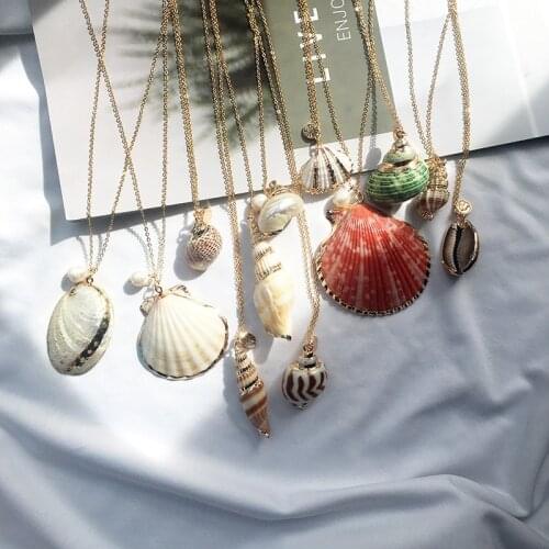 WTLTC Multi Style Natural Cowrie Shell Pendant Necklaces Summer Beach Seashell Necklace Bohemia Ibiza Chokers 60cm Link Chains