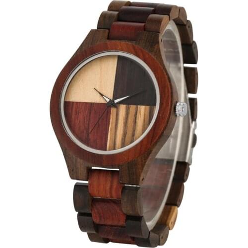 New Fashion Quartz Wooden Watch Male Splice Color Solid Wood Watches Dial Clock Men High Quality Gift relogios masculinos