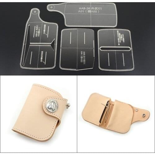 DIY Leather Handmade Craft women card Holder wallet Purse Storage Sewing Pattern Acrylic Stencil Template 9*12*2.5 cm