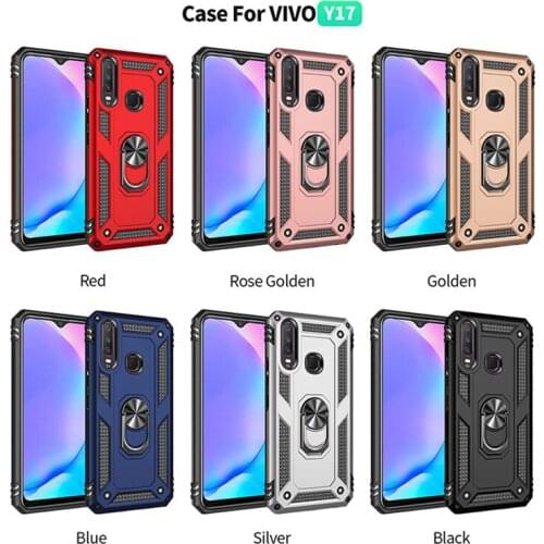 For VIVO Y11 Y12 Y15 Y17 2019 Armor Rugged Military Car Holder Ring Cover For VIVO Y11 Y12 Y15 Y17 2019 Case 6.35" Coque funda