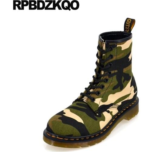 Jeans Women Shoes 10 Camouflage Round Toe Size 41 Military Flat Casual Denim Ankle 12 44 Big Front Lace Up Boots Autumn Combat