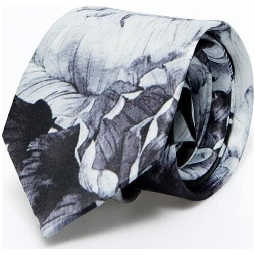 Free Shipping New Male Fashion printed Tie mens summer black and white groom rose print korean literary youth wedding necktie