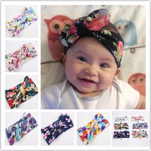 1pcs Girls Headwear Head Wraps Floral Printing Turban Headband Newborn Infants Hair Accessories