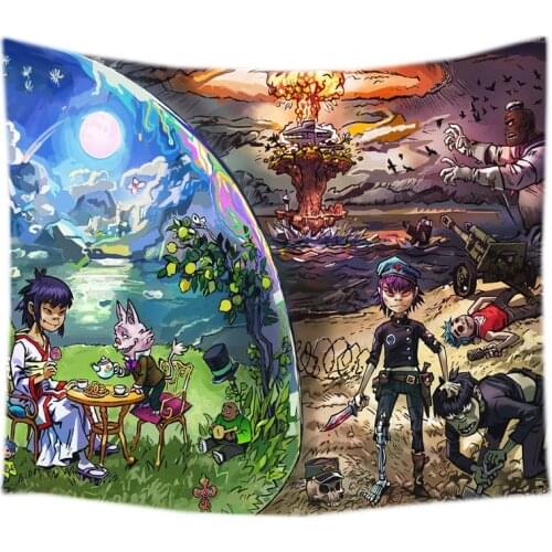 Gorillaz Pattern Tapestry Decorative Wall Hanging Carpet Bedding Outlet Door Curtain Textiles