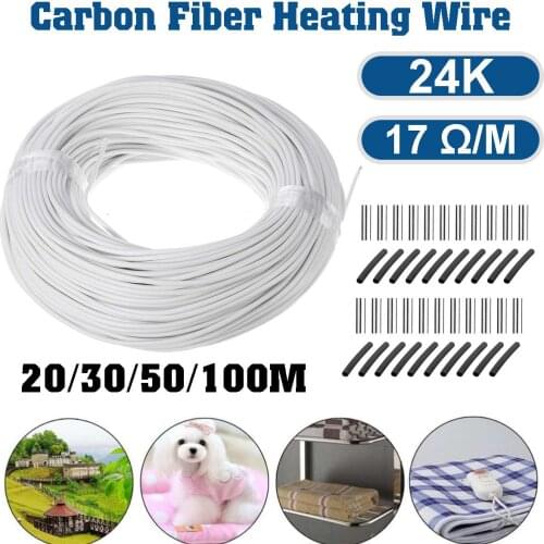 24K high quality carbon fiber heating cable floor heating wire electric hotline warm heating cable 20-100m Greenhouse warm