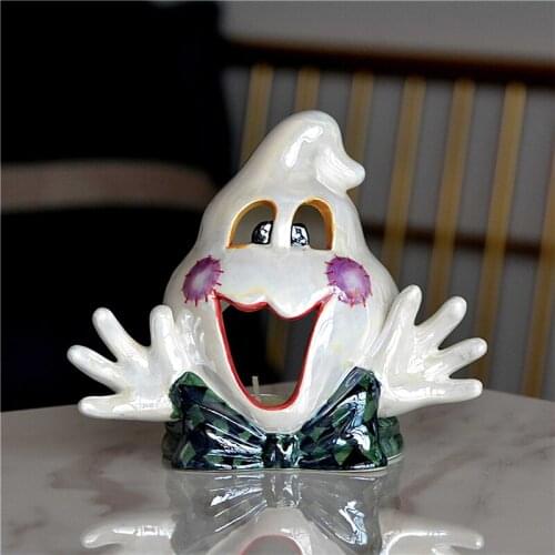 Ceramic Little Ghost Halloween Styling Candlestick Pearl Glaze Candlestick Creative Decoration Personality Festival Decor