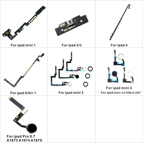 Home Button Flex For iPad 2 3 4 5 6 A1566 A1567 mini 1 2 3 4 On Off Button Menu Key Home Flex Cable Assembly Replacement Part