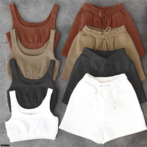 Double Layer Pocket Shorts Women Summer Casual Yoga Sets Fitness Sports Gym Sports Bra Workout Sweatshirt Running Suits