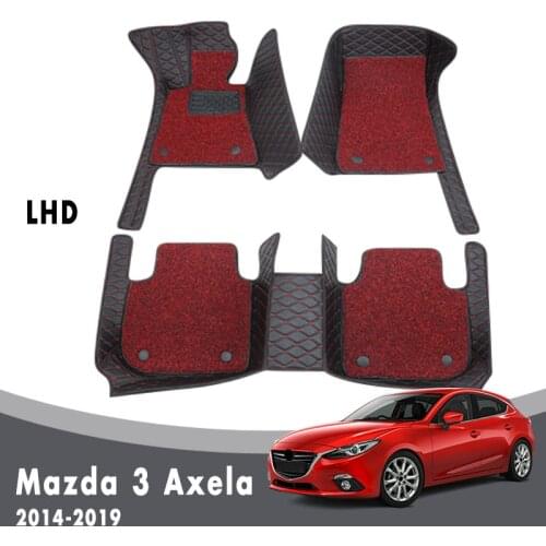 LHD Carpets Luxury Double Layer Wire Loop For Mazda 3 Axela 2019 2018 2017 2016 2015 2014 Car Floor Mats Interior Leather Custom