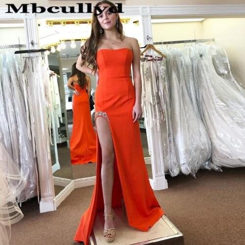 Mbcullyd Absolutely Mermaid Evening Dresses Long 2020 Sexy Split Ladies Prom Party Dress For Women Crystal Vestido de festa