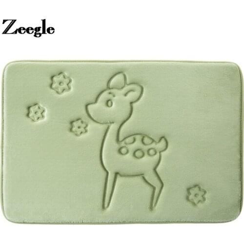 Cute Animal Cute Animal Embossing Outdoor Carpet Flannel Entrance Door Mat Anti-slip Floor Carpet for Child Bedroom and Kitchen