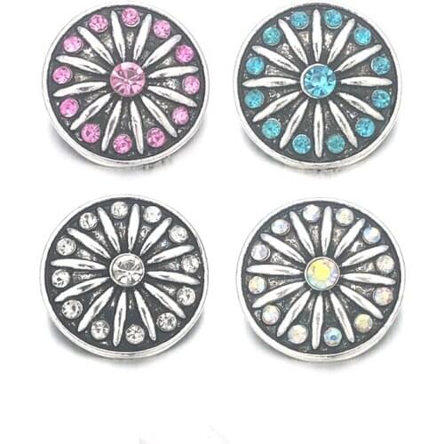 Fashion 065 Crystal 3D 18mm 20mm Metal Snap Button For Bracelet Necklace Interchangeable Jewelry Women Accessorie Findings