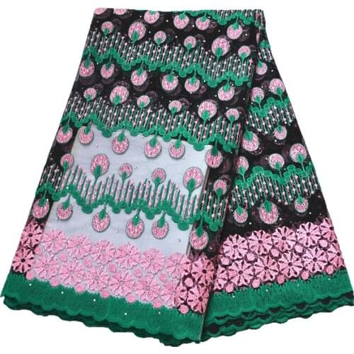 New 2020 High Quality 5 Yards Polyester Fabric African Lace With Stones