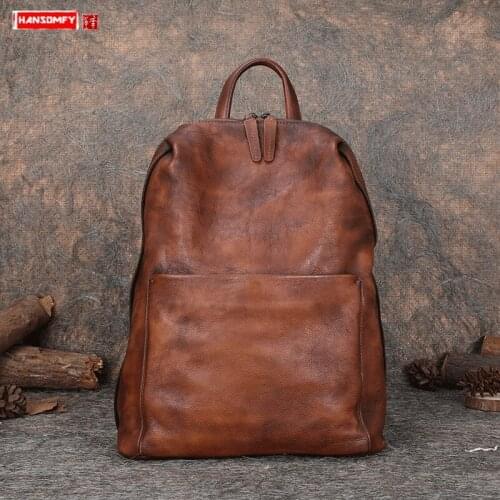 2021 New Vintage Leather Womens Backpack Wild Large Capacity Laptop School Backpack Female Cowhide Casual Travel Backpacks Bags