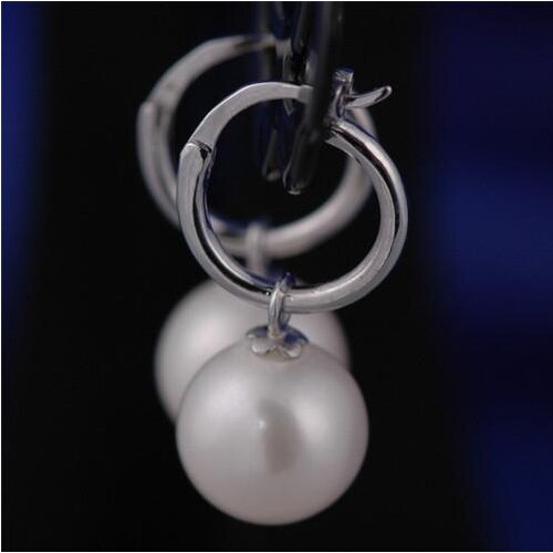 New Favorite Real Pearl Earrings White 9mm Round Freshwater Pearl Silver Dangle Earring Wedding Birthday Jewelry Lady Gift