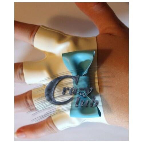 Crazy club_New arrival Short gloves charming glued latex Bow Latex glove knuckles rubberized glove free shipping fast delivery