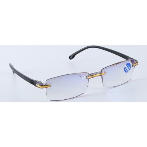 New Rimless Diamond-cut Reading Glasses Anti-blue Light and Blue Film Integrated for Women Men +1---+4 Full Degree