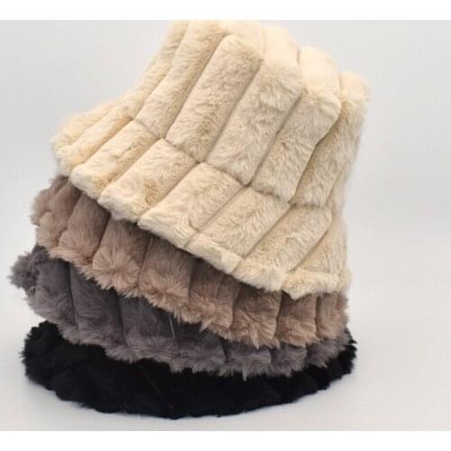 Bucket Hats 2020 Autumn Winter Women Girls Fur Hat Designer Bucket All-match Warm Plush Cap Accessories Japanese Korean Style
