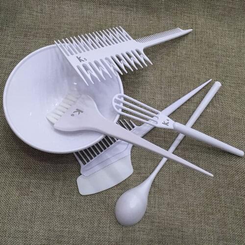 Professional White Color ABS 6 PCS/Lot Hair Dyeing Kit Salon Hair Color Brush And Bowl Set Hot Selling Dyeing Hairdressing Comb