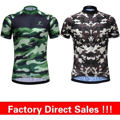 Factory Direct Sales !JESOCYCLING Mens Camouflage Cycling Jersey Breathable Cycling Wear in two Colors and 6 Size