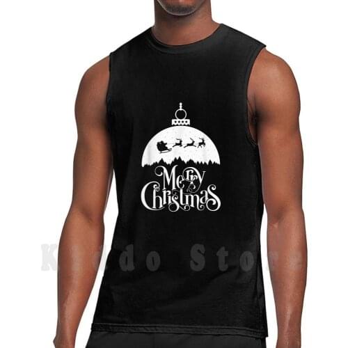 Merry Christmas Tree Ornament Flying Clonex Tank Tops Vest 100% Cotton Christmas Spot Merry Tree Ornament Flying Santa